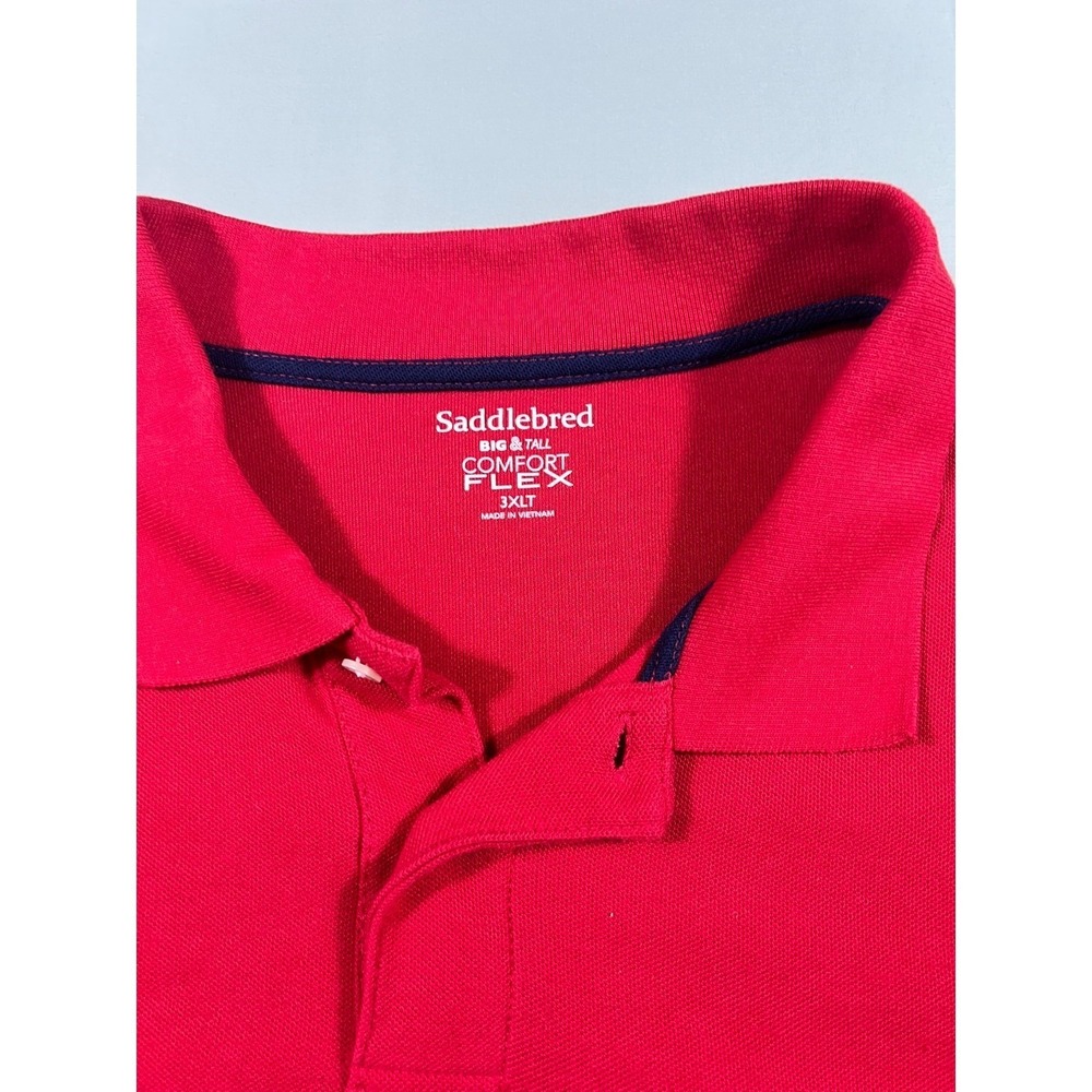 Saddlebred Comfort Flex Mens Red Big & Tall Polo Shirt 3XLT Short Sleeve Golf - Picture 3 of 9